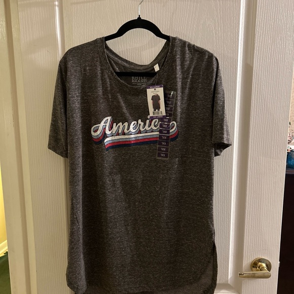 Women's Royce Brand Gray Heather America Patriotic Short Sleeve T-Shirt XXL - Picture 1 of 5